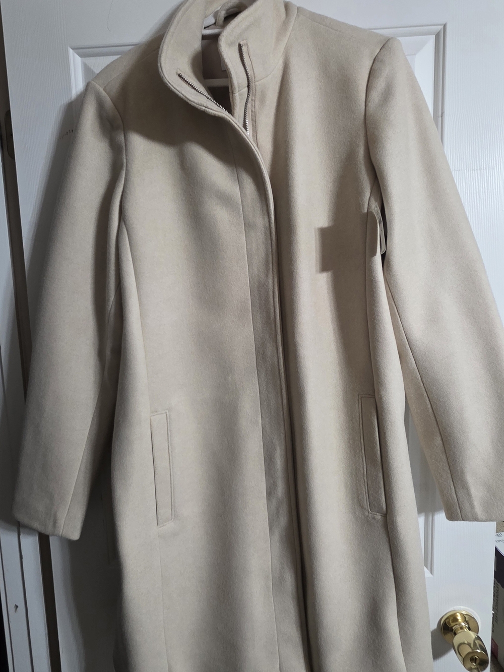 Old Navy Cream Long Trench-Style Wool Blend Coat